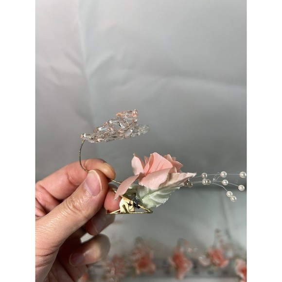 Vtg Silvestri Glass Hummingbird Pink Flower Clip-On Ornament 7 Butterfly 2 Bird - Picture 5 of 8